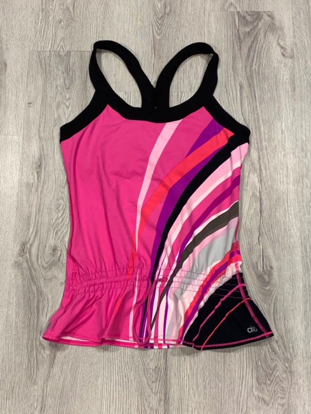 Alo Yoga CoolFit Pink Multicolor Striped Racerback Tank Top Size M